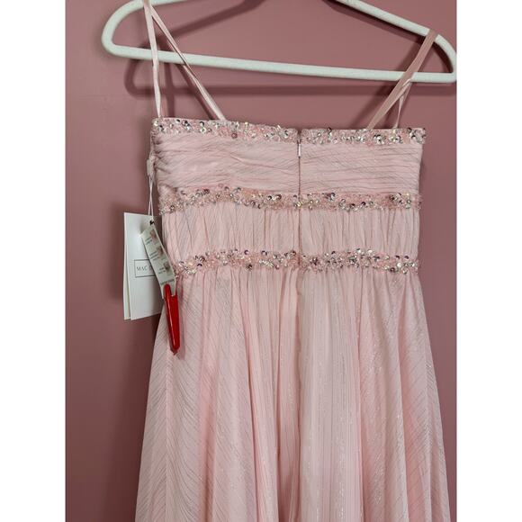 NEW NWT Mac Duggal Beaded Ruffle High Low Gown SYLE 68096 Size 2 in Pink - Picture 8 of 9